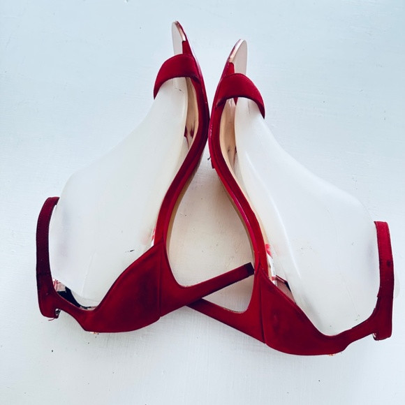 Ted Baker Ulanis Red Suede High Heel Sandals Shoes UK 8.5 EU 41.5 US 11 - Picture 6 of 8